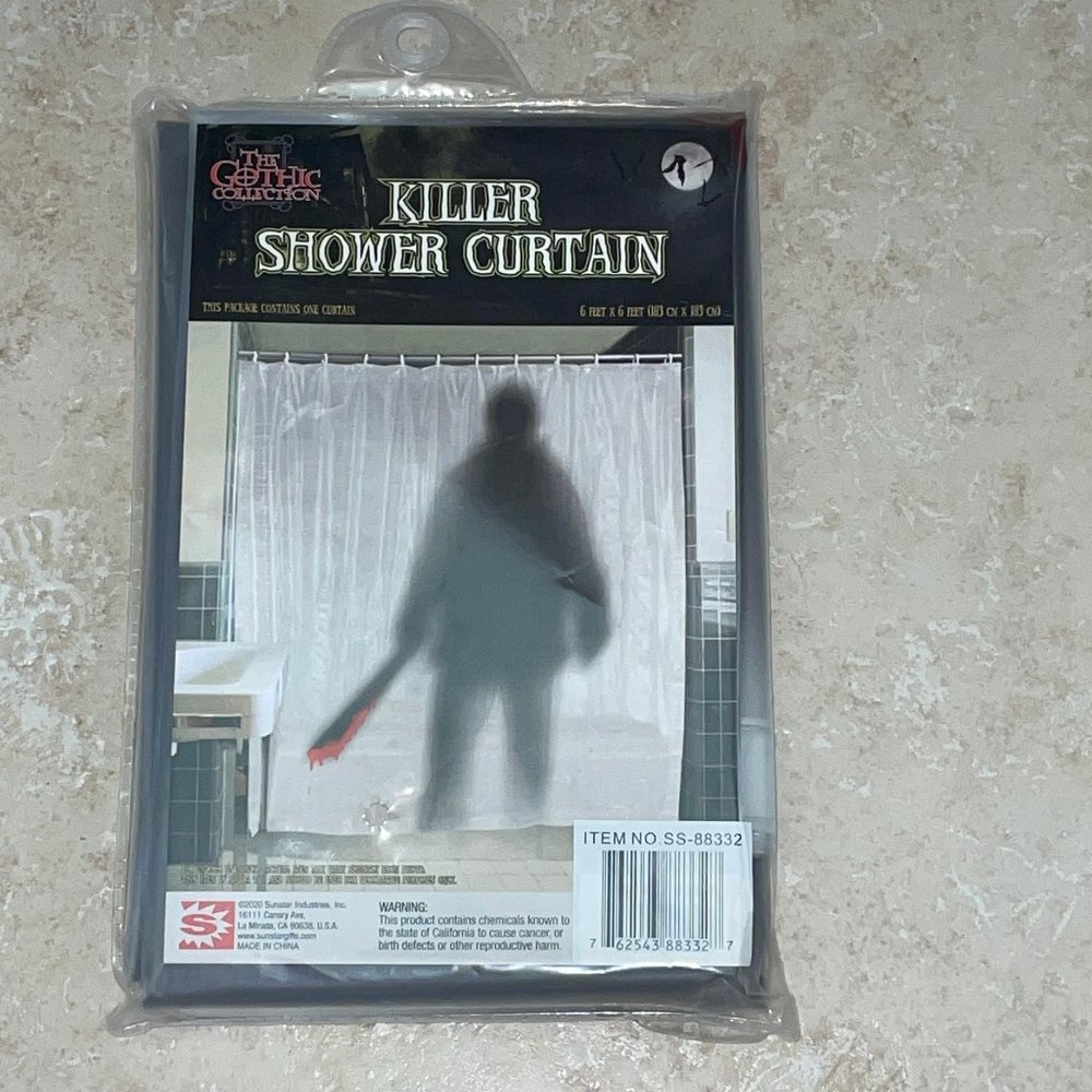 JASON MACHETTE KILLER HALLOWEEN SHOWER CURTAIN PROP DECORATION NEW